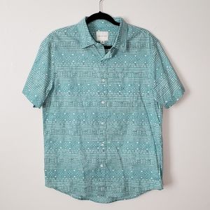 NWT Teal Mud Cloth Print Button Down AEO Size M